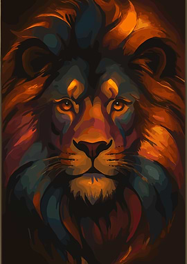 Lion Portrait in Warm Tones