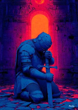 The Knight Who Guarded the Last Light – Medieval Fantasy Art Print