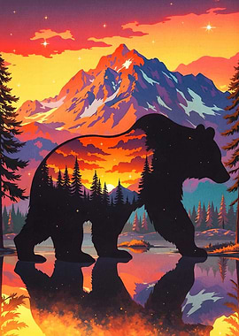 Bear Landscape Reflection