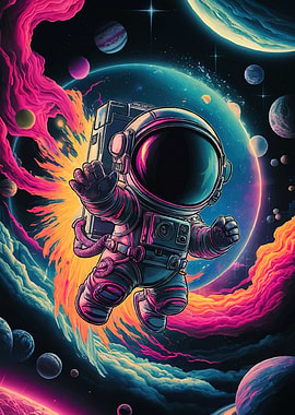 Astronaut Space Colorful Nebula