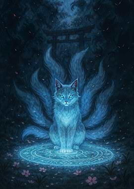 Nine-Tailed Cat Spirit with Shrine