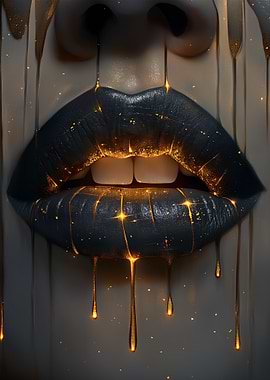 Lips with Golden Drips