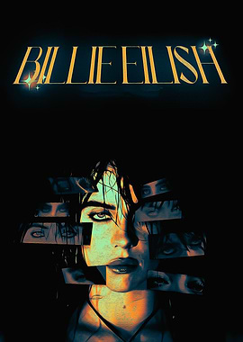 Billie Eilish Portrait with Eye Collage