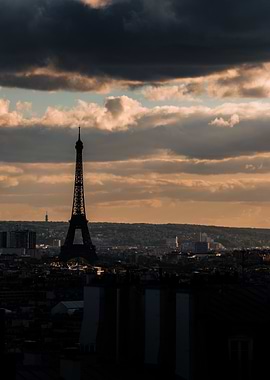 Eiffel Tower Silhouette at Dusk