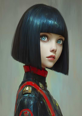 Anime Girl in Military Uniform Portrait