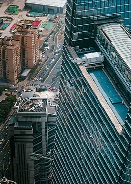 Shanghai Cityscape with Skyscrapers and Street View