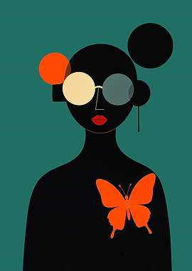 Abstract Portrait with Butterfly