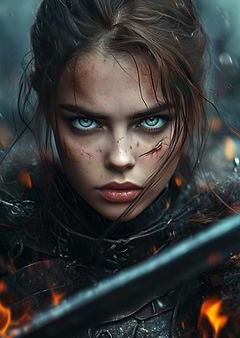 Warrior Woman with Sword and Scars