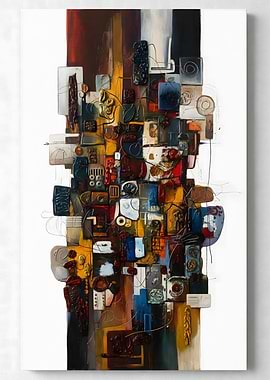 Abstract Geometric Painting on White Background