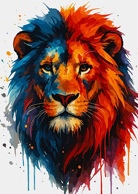 Colorful Lion Portrait