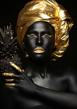 Golden Turban Woman with Pineapple