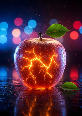 Glowing Apple with Cracks