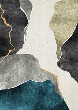 Abstract Geometric Shapes with Gold Accents