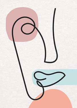 Abstract Face Line Art