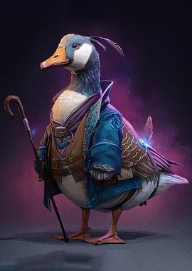 Anthropomorphic Goose in Fantasy Attire