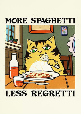 Cat Eating Spaghetti