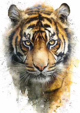 Watercolor Tiger Portrait