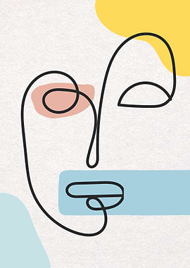 Abstract Face Line Art