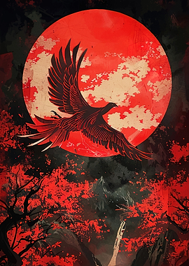 Moon Bird Flight Landscape