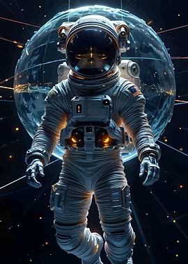 Astronaut in Space with Earth