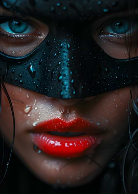 Masked Woman with Red Lips