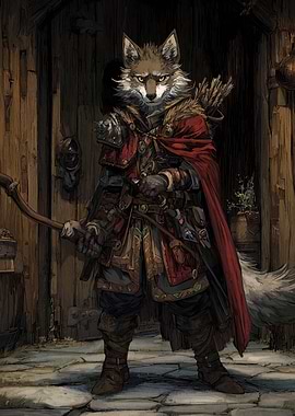 Anthropomorphic Fox Archer in Fantasy Setting