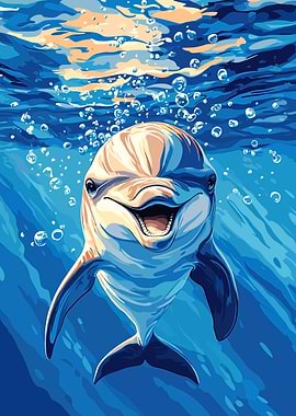 Smiling Dolphin Underwater