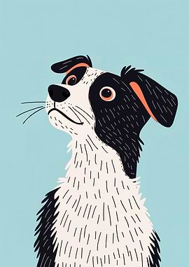 Cartoon Dog on Blue Background