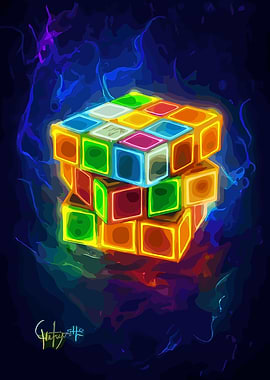Colorful Rubik's Cube Digital Art