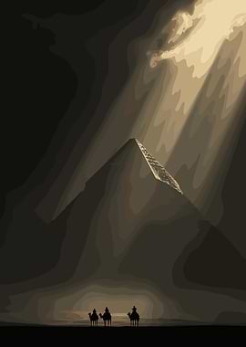 Egyptian Pyramid with Camel Caravan