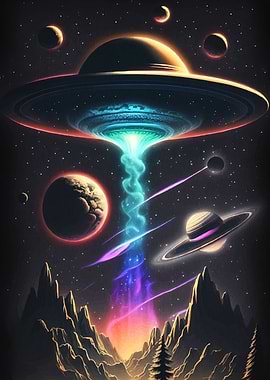 UFO Beam Space Landscape