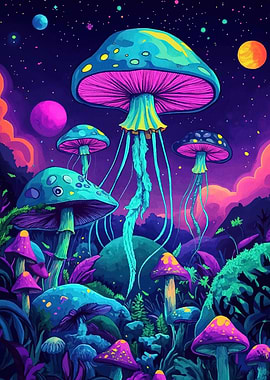Psychedelic Mushroom Landscape