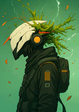 Futuristic Robot with Nature Elements