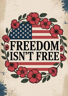 Freedom Isn't Free Patriotic Floral Wreath