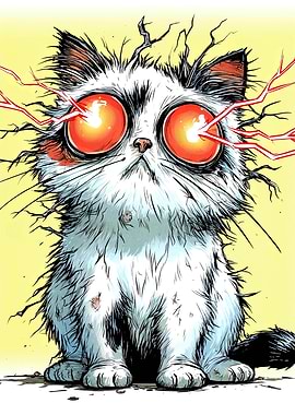 Cartoon Cat with Laser Eyes