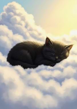 Sleeping Kitten on Clouds