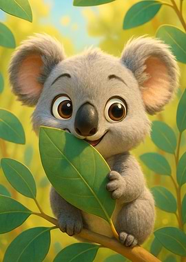 Cute Koala with Leaf Nursery Art
