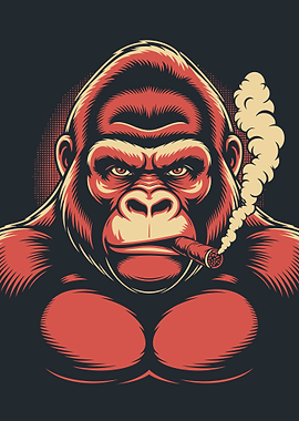 Smoking Gorilla Illustration