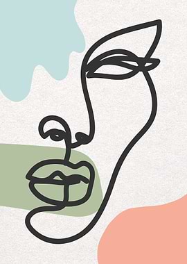 Abstract Face Line Art