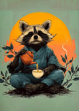 Zen Raccoon Tea Ceremony