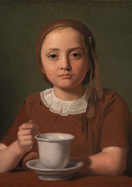 Girl with Tea Cup Painting