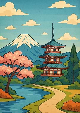 Japanese Mount Fuji Landscape
