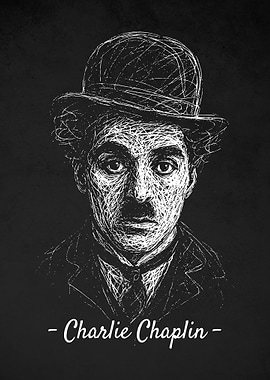 Charlie Chaplin Portrait Sketch Scribble Art