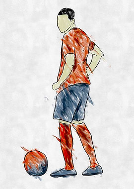 Soccer Player with Ball Illustration