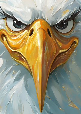 Cartoon Eagle Close-Up Painting