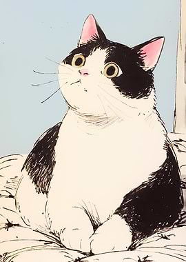 Black and White Cat Illustration