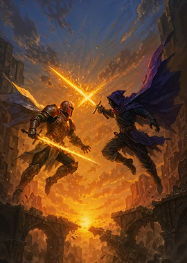 Epic Fantasy Duel on Ancient Ruins