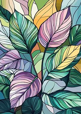 Colorful Leaf Pattern Art