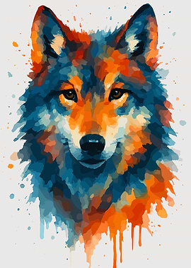 Watercolor Wolf Portrait