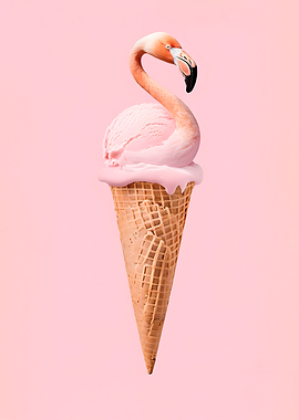 Flamingo Ice Cream Cone